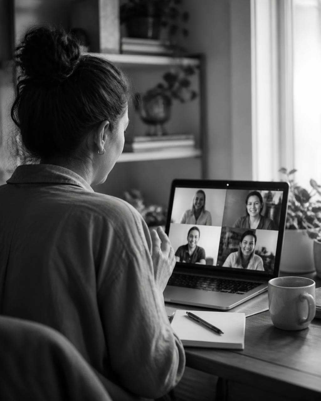 Person on a virtual meeting with their assistant